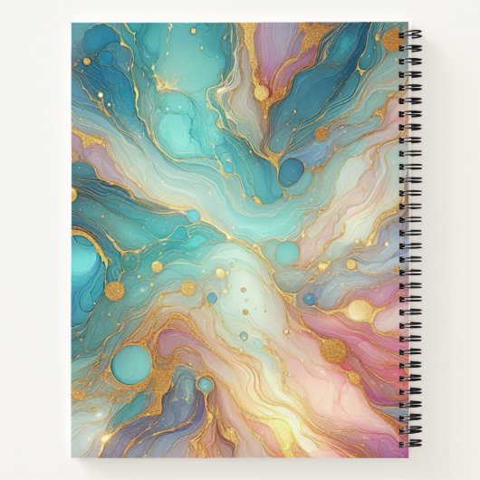 Carnet Motif d'art en marbre rose violet Turquoise Aqua B (Dos)