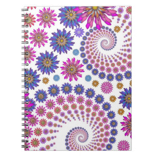 Carnet Motif d'art fractal rose et bleu
