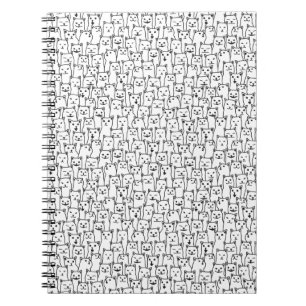 Carnet Motif d'art linéaire de chat noir et blanc minimal