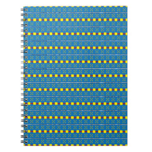 Carnet Motif d'art populaire géométrique bleu et jaune