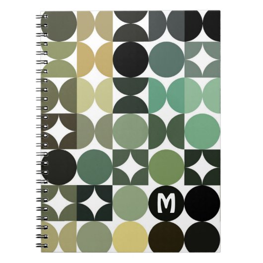 Carnet Motif d'art rétro Brown en noir blanc personnalisé (Devant)