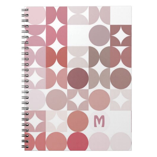 Carnet Motif d'art rétro rose pâle personnalisé Mauve Tau (Devant)