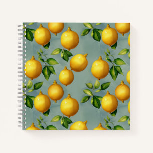 Carnet Motif d'art vintage de citrons et de feuilles sur