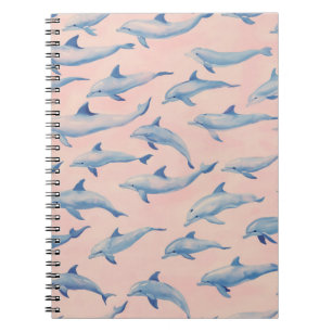 Carnet Motif dauphin aquarelle côte plage océan