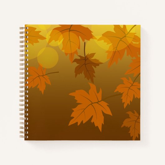 Carnet Motif d'automne avec feuilles d'érable en chute et (Devant)