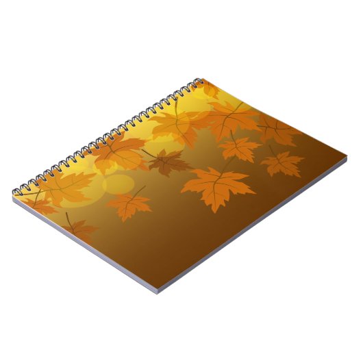 Carnet Motif d'automne avec feuilles d'érable en chute et (Côté gauche)