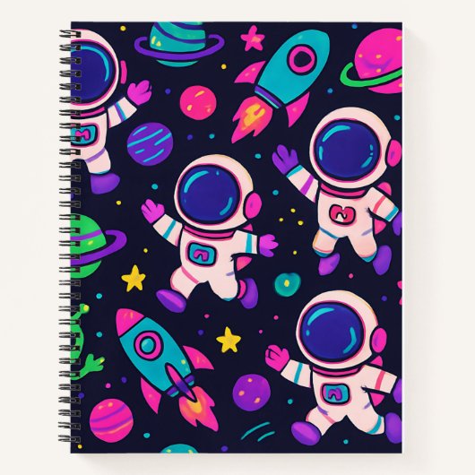 Carnet Motif d'Aventure Spatiale Néon (Devant)