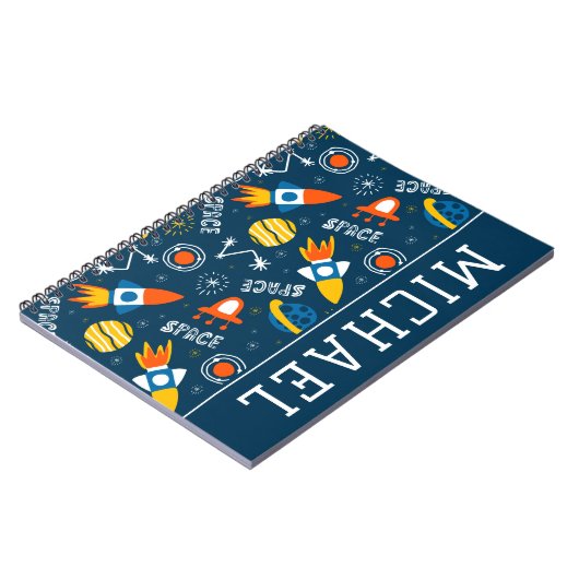 Carnet Motif d'aventures spatiales colorées (Côté gauche)