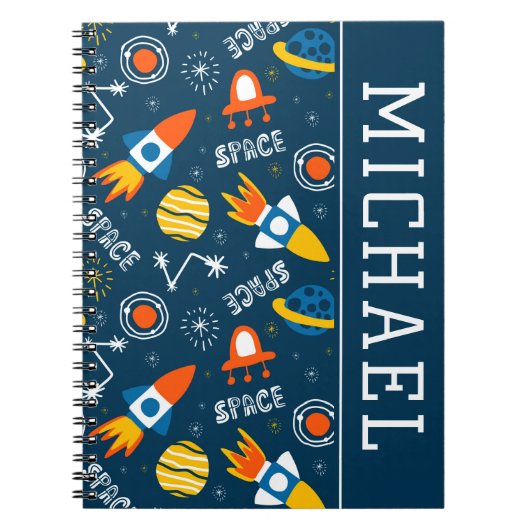 Carnet Motif d'aventures spatiales colorées (Devant)