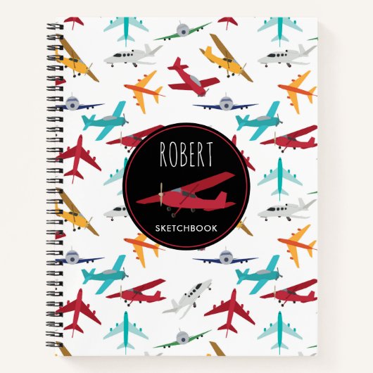 Carnet Motif d'avions colorés (Devant)