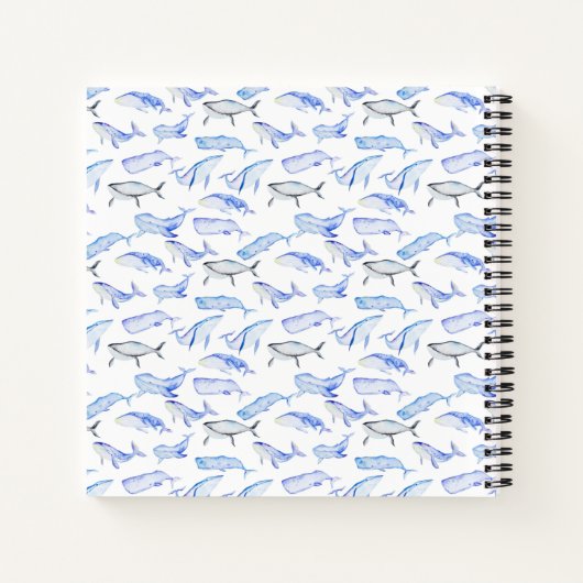 Carnet Motif de baleine bleu aquarelle (Dos)