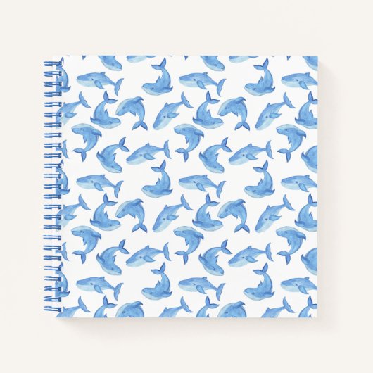 Carnet Motif de baleine bleu aquarelle (Devant)