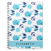 Carnet Motif De Baleines, Baleines Bleues, Votre Nom (Devant)
