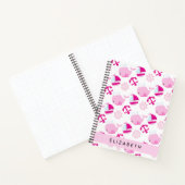 Carnet Motif De Baleines, Baleines Roses, Votre Nom (Intérieur)