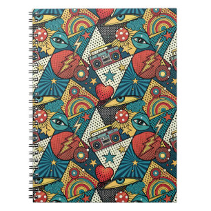 Carnet Motif de bande dessinée pop art gras Rétro 80