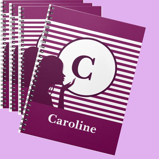 Carnet Motif de bande personnalisé | Monogramme moderne c