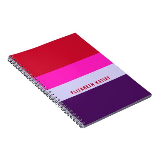 Carnet Motif de bandes rouge, rose et violet (Côté Droit)