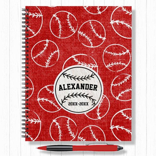 Carnet Motif de baseball Red Grunge