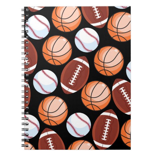 Carnet Motif de basket-ball du football de base-ball (Devant)