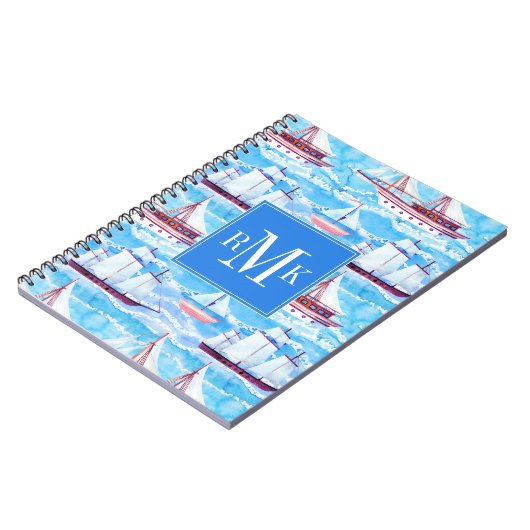 Carnet Motif de bateaux de navigation d'aquarelle (Côté gauche)