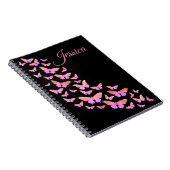 Carnet Motif de beau papillon monogramme nom rose (Côté Droit)