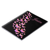 Carnet Motif de beau papillon monogramme nom rose (Côté gauche)