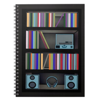 Carnet Motif de bibliothèque audiophile rétro