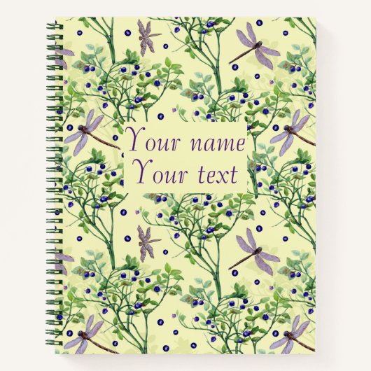 Carnet Motif de bleuets avec libellules (Devant)