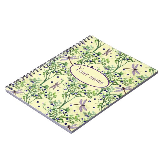 Carnet Motif de bleuets avec libellules (Côté gauche)