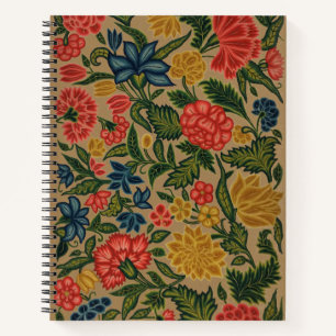 Carnet Motif de broderie florale au crewel vintage