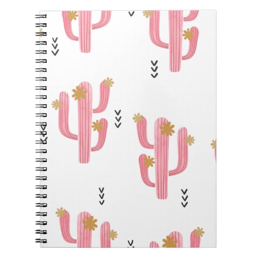 Carnet Motif de cactus à fleurs d'aquarelle transparente. (Devant)