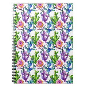 Carnet Motif de cactus de fleur sauvage d'aquarelle