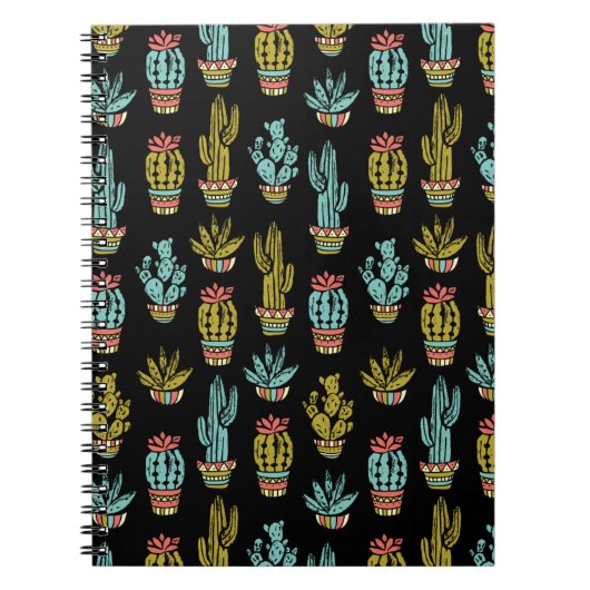 Carnet Motif de cactus de grunge foncé (Devant)
