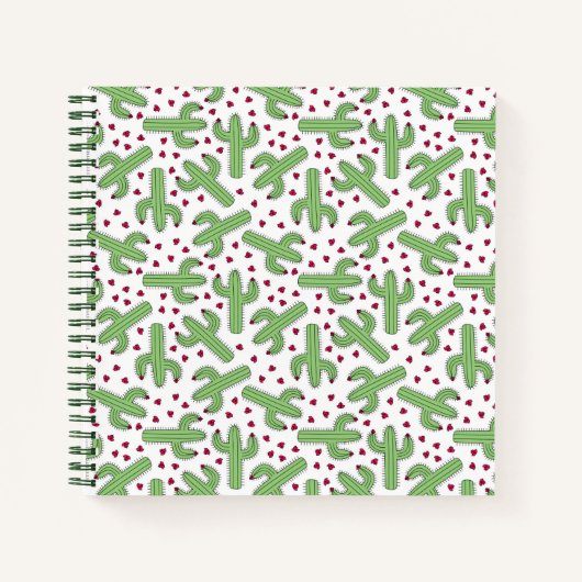Carnet Motif de cactus et de fleurs roses (Devant)