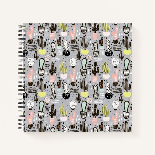 Carnet Motif de cactus texturés à la main (Devant)
