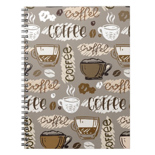 Carnet Motif de café doodé à la main arrière - plan (Devant)