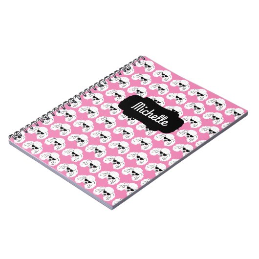 Carnet Motif de caniche mignon rose (Côté gauche)