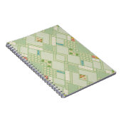 Carnet Motif de carreaux de Bohême géométrique vert rétro (Côté Droit)