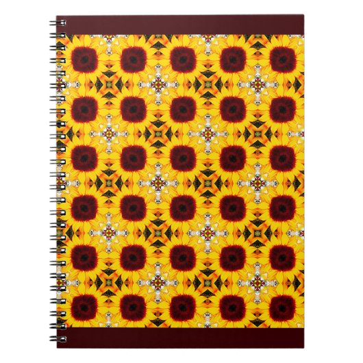 Carnet Motif de carreaux de tournesol (Devant)