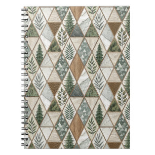 Carnet Motif de carrelage feuille de pin et de marbre de