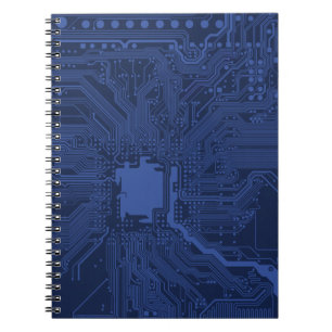 Carnet Motif de carte mère Geek bleu