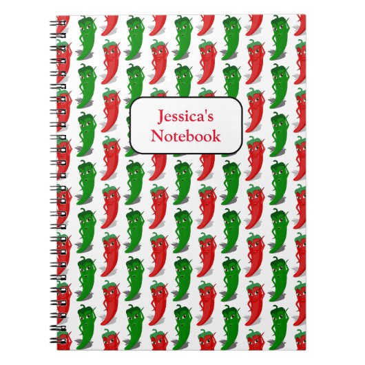 Carnet Motif De Cartoon Rouge Et Vert Pepper Divas (Devant)