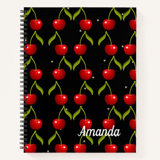 Carnet Motif de cerises brillantes (Devant)