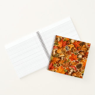 Carnet Motif de champignon de forêt automnale | Feuilles