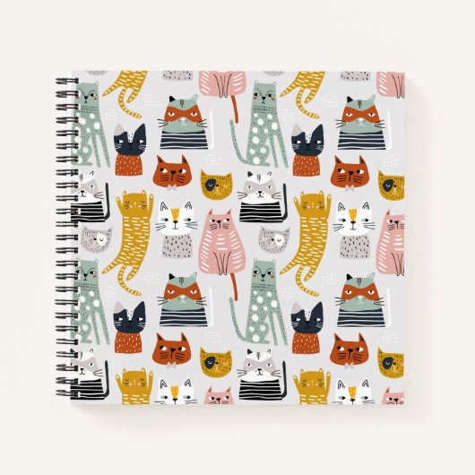 Carnet Motif de chat à main mignon Doodle (Devant)