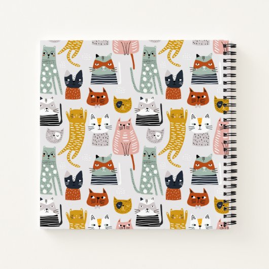 Carnet Motif de chat à main mignon Doodle (Dos)