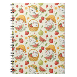 Carnet Motif de chat aux fruits d'été - Conception de piq