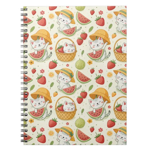 Carnet Motif de chat aux fruits d'été - Conception de piq (Devant)