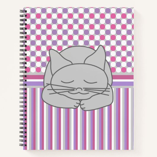 Carnet Motif de chat gris dormant (Devant)
