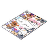 Carnet Motif de chat mignon et fantaisiste avec le nom de (Côté gauche)